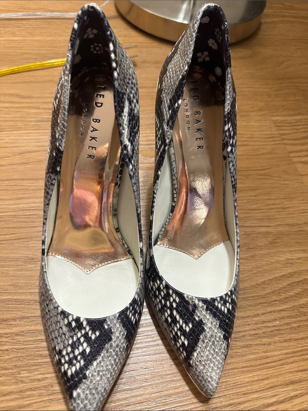 Ted Baker London Snake-Print Pointed Pumps in Black and White